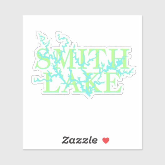 Smith Lake Map Blue und Green Sticker (Blatt)