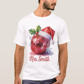 Smith Personalisiert Disco Ball Weihnachtsmannmütz T-Shirt (Vorderseite)