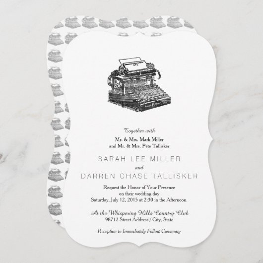Smith Premier Nr. 2 Schreibmaschine Einladung (Vorne/Hinten)
