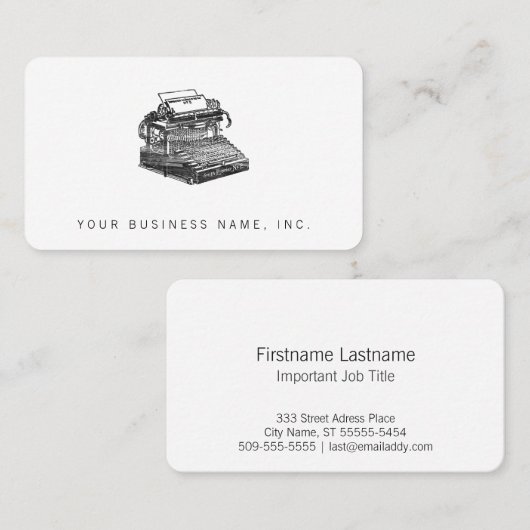 Smith Premier Nr. 2 Schreibmaschine Visitenkarte (Vorne/Hinten)