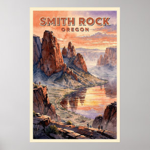 Smith Rock Oregon Vintage Reiseplakat Poster
