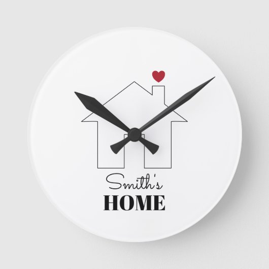 Smith's Home with Heart Runde Wanduhr (Vorderseite)