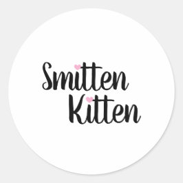 Smitten Kitten Cute Valentine Runder Aufkleber