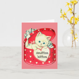 Smitten Kitten Red and Pink Vintag Valentine Karte