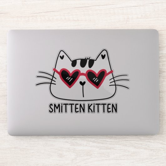 Smitten Kitten Rote Herzsonnenbrille Valentinstag Aufkleber (Computer)