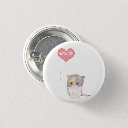 Smitten Kitten Valentine's Day Abzeichen Button (Vorne & Hinten)