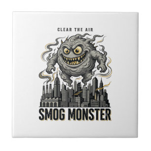 Smog-Monster-Shirt Vintage-Gravur Öko-Warnung A Fliese