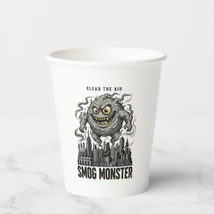 Smog-Monster-Shirt Vintage-Gravur Öko-Warnung A Pappbecher