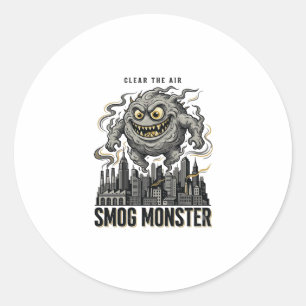 Smog-Monster-Shirt Vintage-Gravur Öko-Warnung A Runder Aufkleber