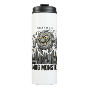 Smog-Monster-Shirt Vintage-Gravur Öko-Warnung A Thermosbecher