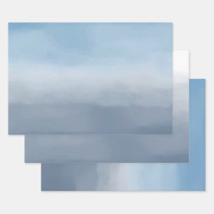 Smok Blue Ombre Wasserfarbe Geschenkpapier Set