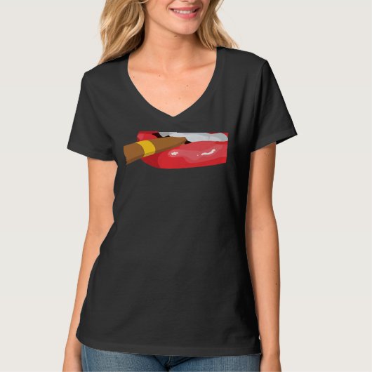 Smoke Cuban Cigar Lit Lips Smoking Graphic T-Shirt (Vorderseite)