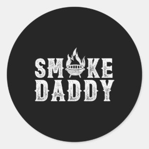 Smoke Daddy Bbq Grill Rauchend Lustiger Bbq Vater Runder Aufkleber