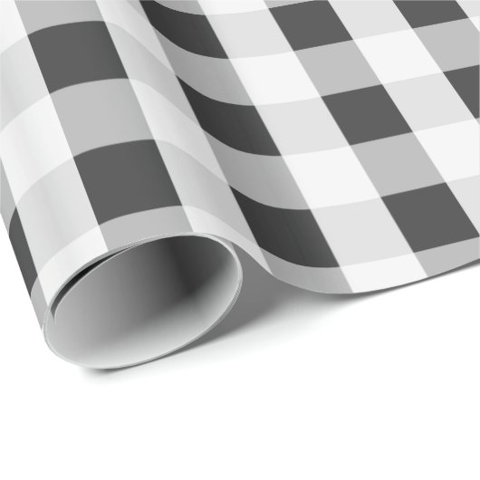Smoke Gray Gingham Pattern Geschenkpapier (Rolleneckpunkt)