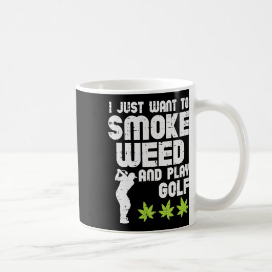 Smoke Weed Play Golf Golfing Thc Golfer Stoner  Kaffeetasse (Rechts)