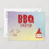 Smokehouse GRILLEN Party Einladung Postkarte (Vorne/Hinten)