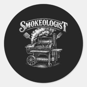 Smokeologist Lustiger BBQ-Fleischraucher zum Grill Runder Aufkleber