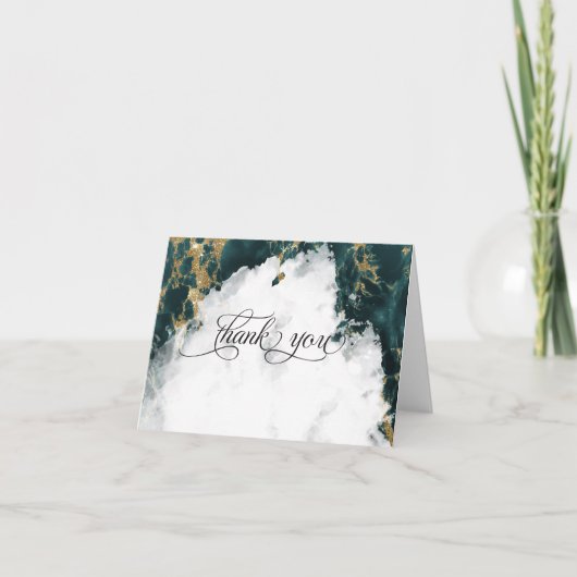 Smokey Aquamarin Watercolor Geode BarefootBride™ Dankeskarte (Vorderseite)