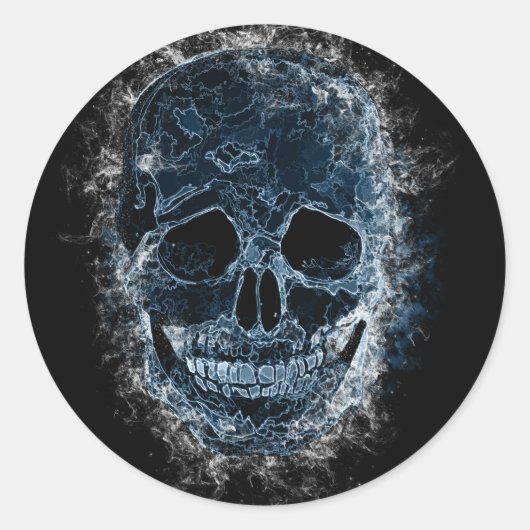 Smokey Blue Skull Art Aufkleber (Vorderseite)