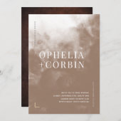 Smokey Brown Minimal Wedding Einladung (Vorne/Hinten)