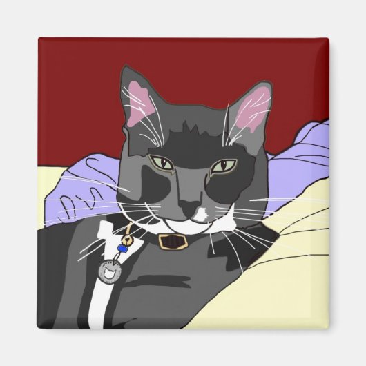 Smokey Cat Square Magnet (Vorne)