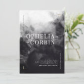 Smokey Dark Black Minimal Wedding Einladung (Stehend Vorderseite)