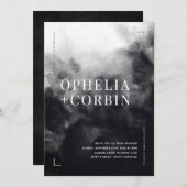 Smokey Dark Black Minimal Wedding Einladung (Vorne/Hinten)