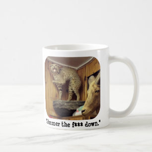 Smokey, das der Rotluchs sagt, dass "unten sieden Kaffeetasse