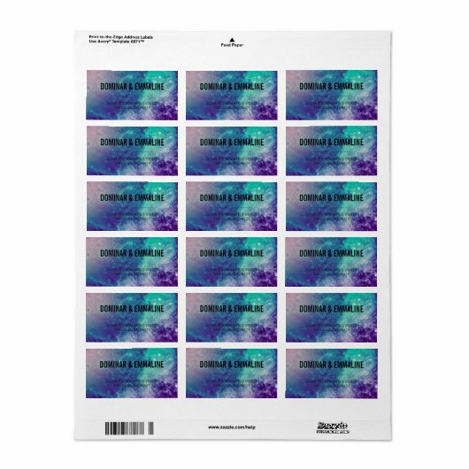 Smokey Galaxy Wedding Address Labels Adressaufkleber (Vorne)