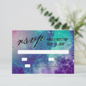 Smokey Galaxy Wedding RSVP Cards (Stehend Vorderseite)