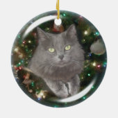 Smokey Grau-Katze Keramik Ornament (Hinten)
