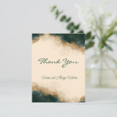 Smokey Green Gold Wasserfarbe Personalisiert Dankeskarte (Stehend Vorderseite)