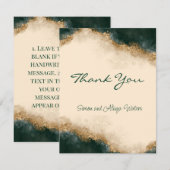 Smokey Green Gold Wasserfarbe Personalisiert Dankeskarte (Vorne/Hinten)