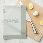 Smokey grün - Weiß Geschirrtuch (Viertel Falte)