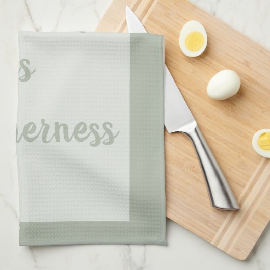 Smokey grün - Weiß Geschirrtuch (Viertel Falte)