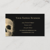 Smokey Half Skull Gothic Black Beige Tattoo Shop Visitenkarte (Rückseite)