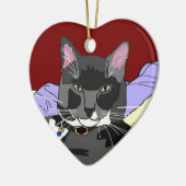 Smokey Katzen-Weihnachtsverzierung Keramik Ornament (Links)