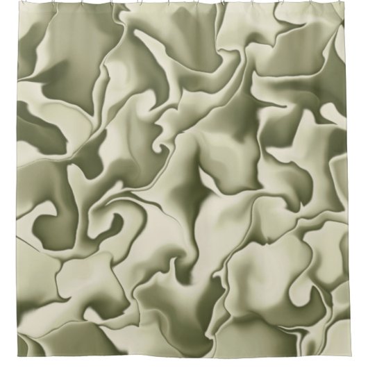 Smokey Olive Green und Tan Duschvorhang (Vorderseite)