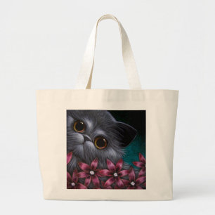 SMOKEY PERSISCHER CAT mit ROSA BLUMEN Tasche