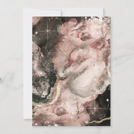 Smokey Pink Galaxy Watercolor Celestial Bridal Einladung (Rückseite)