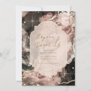 Smokey Pink Galaxy Watercolor Gold Sweet l6 Einladung