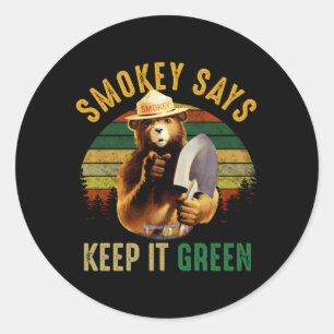 Smokey sagt, es Behalten Green Camg Runder Aufkleber