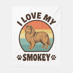 Smokey Sheltie Hund Vintage Sonnenuntergang Shirt Fleecedecke
