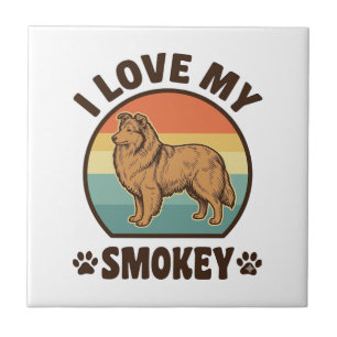 Smokey Sheltie Hund Vintage Sonnenuntergang Shirt Fliese
