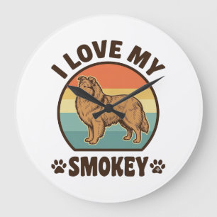 Smokey Sheltie Hund Vintage Sonnenuntergang Shirt Große Wanduhr
