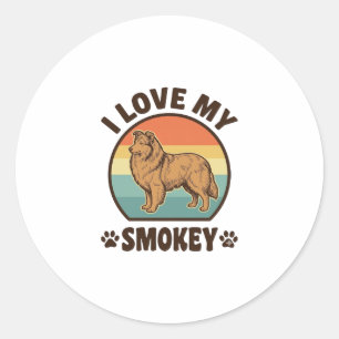 Smokey Sheltie Hund Vintage Sonnenuntergang Shirt  Runder Aufkleber