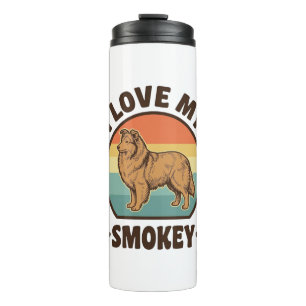 Smokey Sheltie Hund Vintage Sonnenuntergang Shirt Thermosbecher