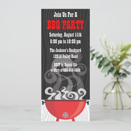 Smokin GRILLEN Party Einladung (Stehend Vorderseite)