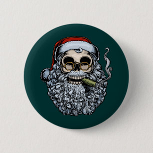 Smokin' Santa Skull Button