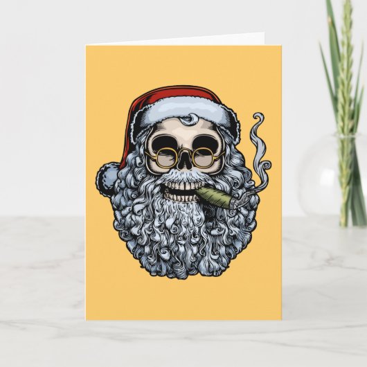 Smokin' Santa Skull Feiertagskarte (Vorderseite)